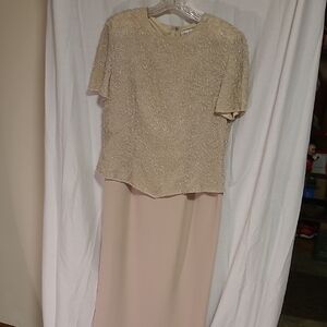 Adrianna Papell Beige Skirt Set